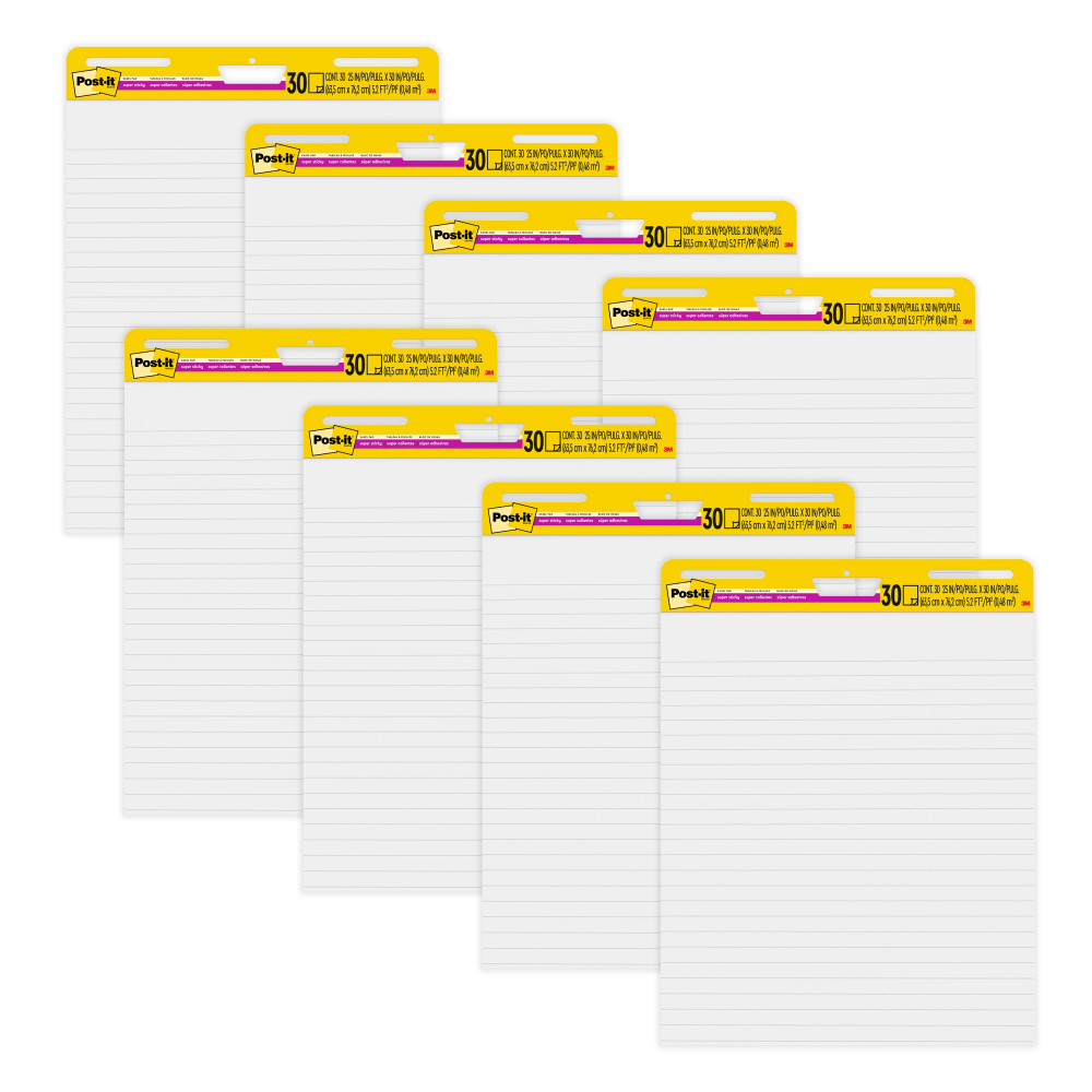 Post-it Super Sticky Easel Pads, 25in x 30in, 8 Pads, 30 Sheets/Pad, School Supplies for Classrooms, White, 561WLVAD8PK