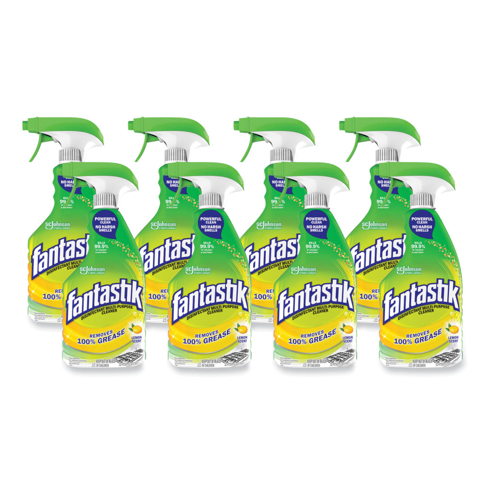Fantastik Disinfectant Multi-Purpose Cleaner Lemon Scent, 32 oz Spray Bottle, 8/Carton