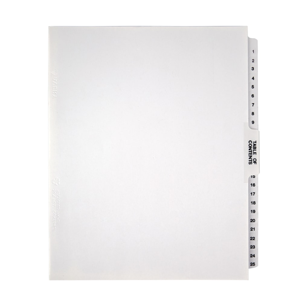 Office Depot Brand Legal Index Exhibit Unpunched Dividers With Laminated Tabs, Black/White, Numbered 1-25