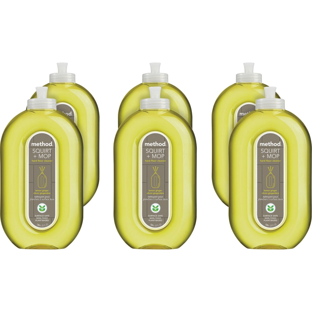 Method Squirt + Mop Hard Floor Cleaner, Ready-To-Use, 25 fl oz (0.8 quart), Lemon Ginger Scent, 6 Pack - 00563CT