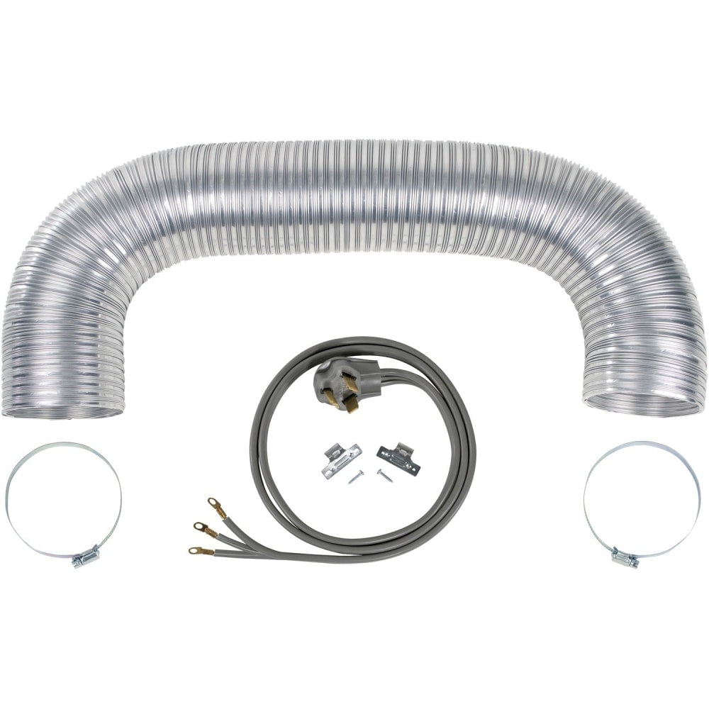 Certified Appliance Accessories Electric Dryer Duct Kit with 4-Wire 30-Amp 6ft Cord - Aluminum - Silver, Gray