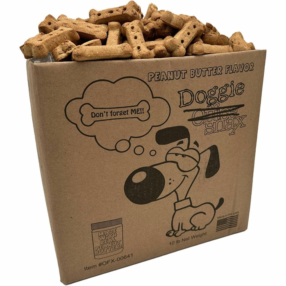 Office Snax Doggie Snax Biscuits - For Dog - Biscuits - Peanut Butter Flavor - 10 lb - 1 Carton