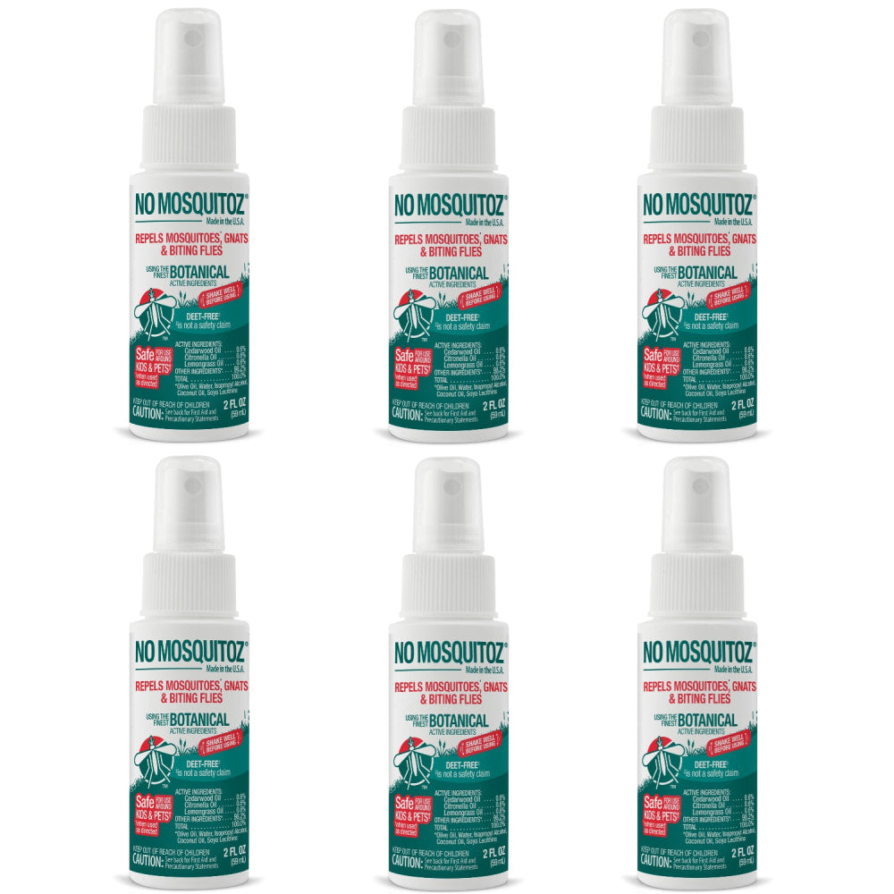 No Mosquitoz Botanical Insect Repellent, DEET-Free, Woodsy Scent, 2 Oz Spray Bottle, 6-Pack