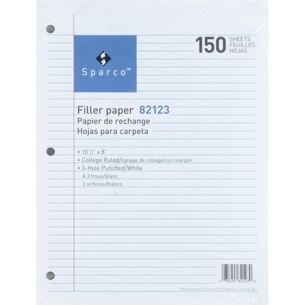 Sparco Standard Filler Paper, 8in x 10 1/2in, 16 Lb, White, Ream Of 150 Sheets