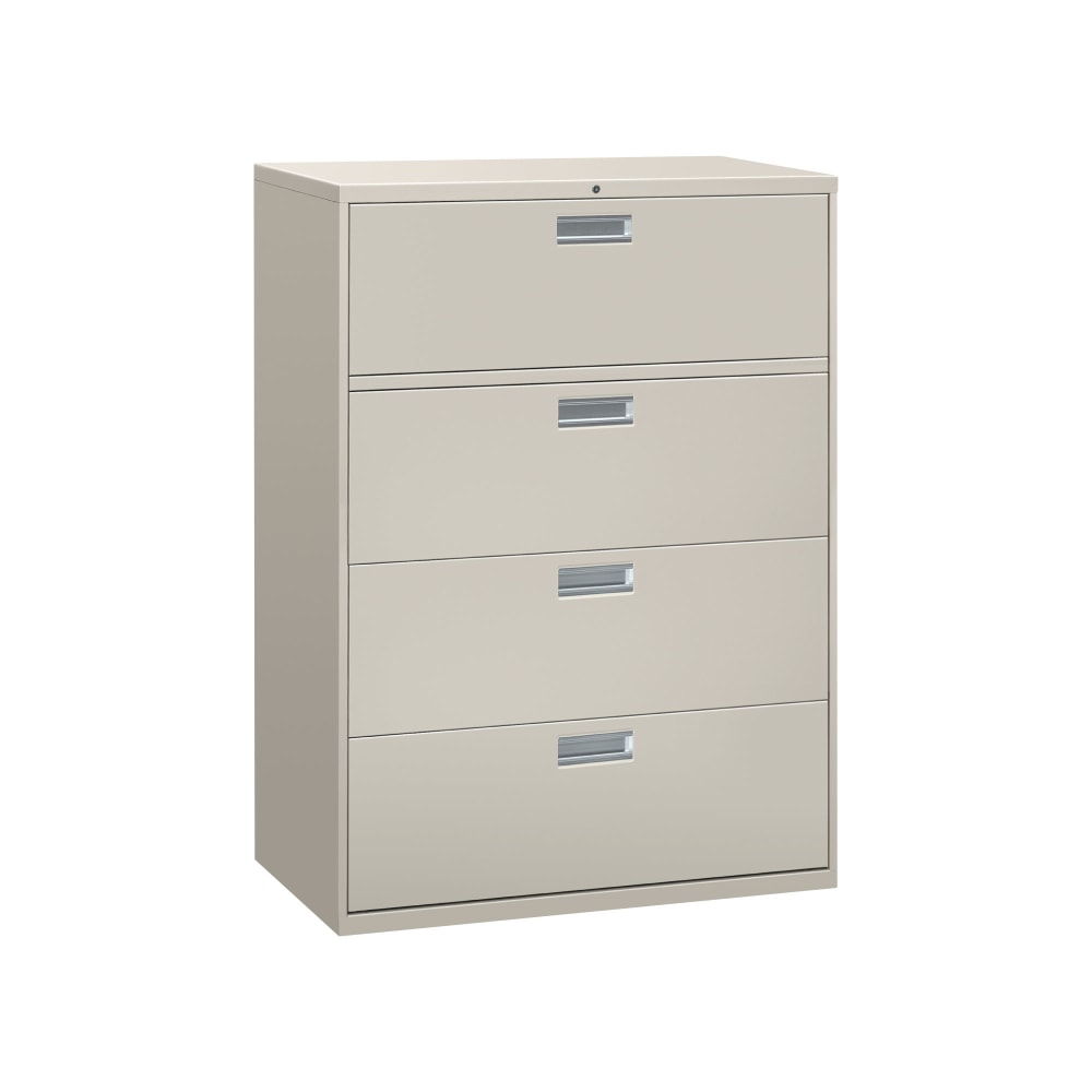 HON Brigade 600 42inW x 18inD Lateral 4-Drawer File Cabinet, Light Gray
