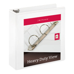 Office Depot Brand Heavy-Duty Nonstick View 3-Ring Binder, 3in Round Rings, White