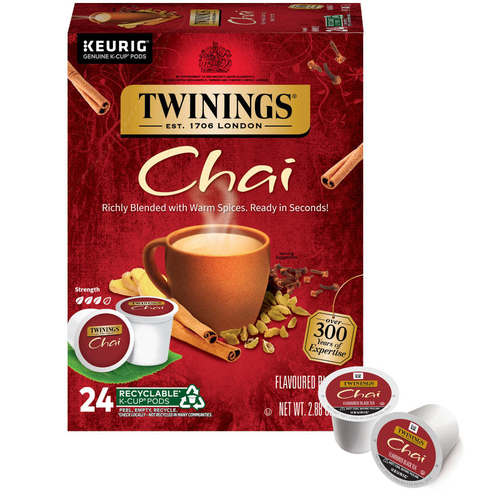 Twinings Chai Tea Keurig K-Cup Pods, 0.11 Oz, 24/Box