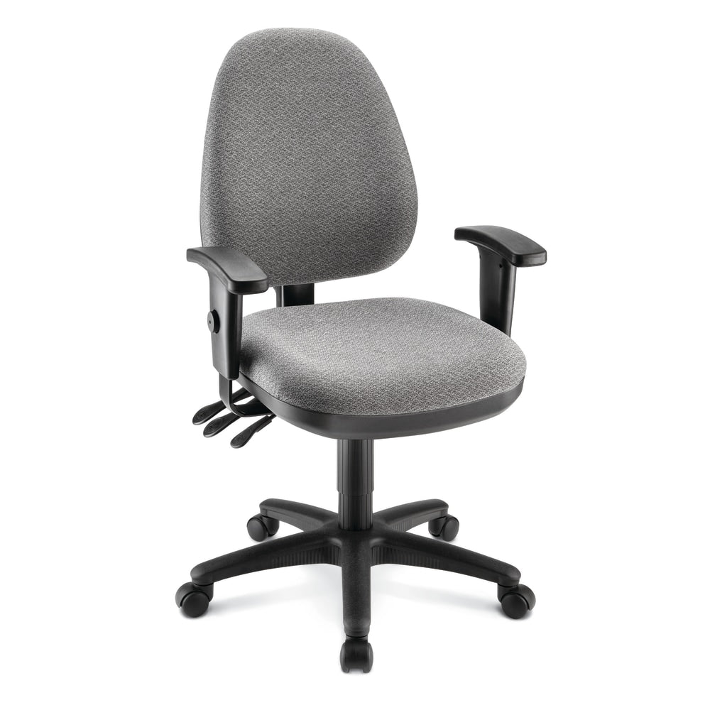 WorkPro Patriot Multifunction Ergonomic Fabric Task Chair, Gray/Black, BIFMA Compliant