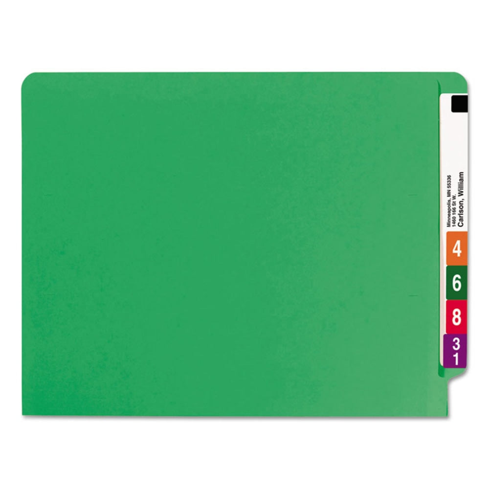 Smead Color End-Tab Folders, Straight Cut, Letter Size, Green, Box Of 100