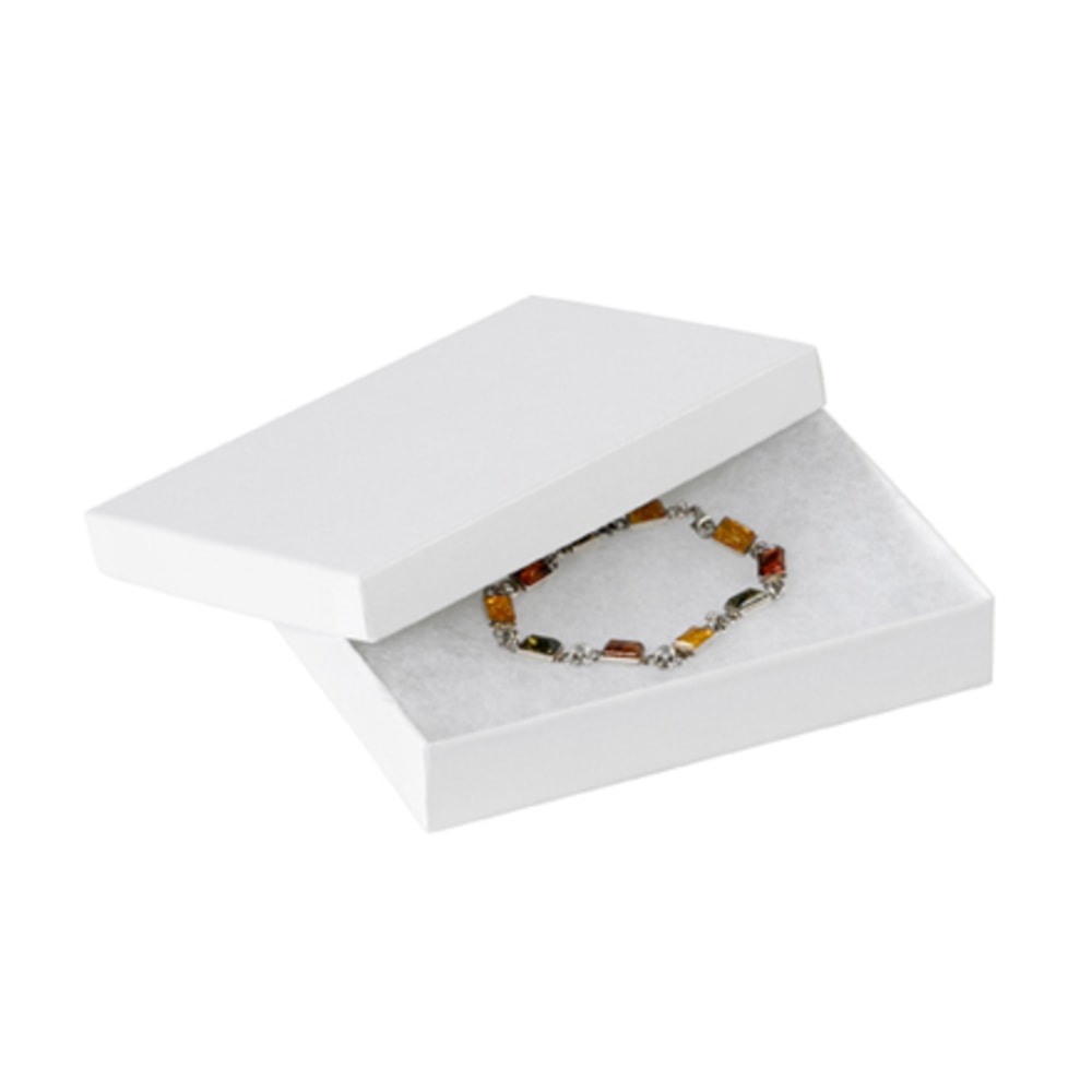 Partners Brand White Jewelry Boxes 5 1/4in x 3 3/4in x 7/8in, Case of 100