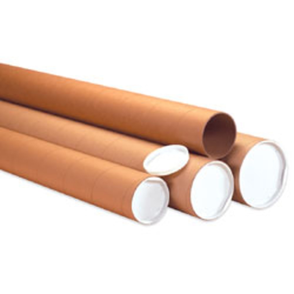 Partners Brand Heavy-Duty Kraft Mailing Tubes, 3in x 36in, 80% Recycled, Kraft, Pack Of 24