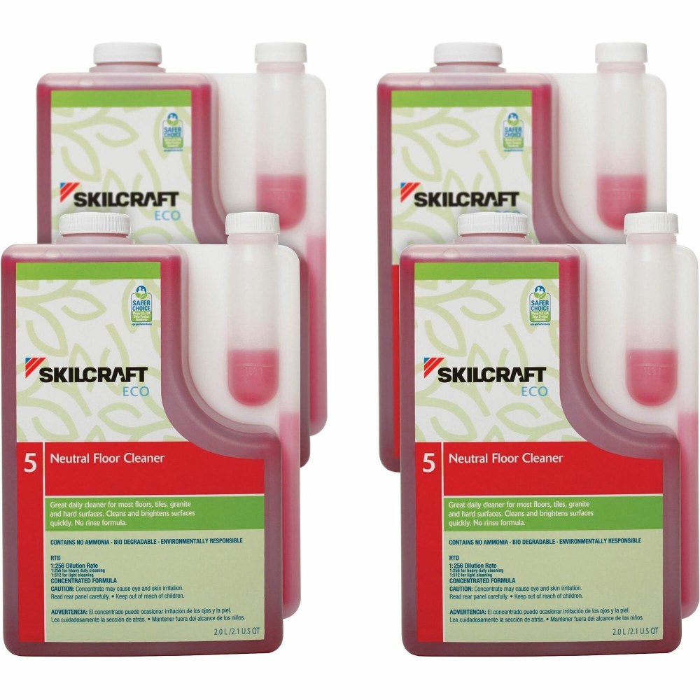 SKILCRAFT Neutral Floor Cleaner, 67.63 Oz, 4/PK, Ready-To-Use/Concentrate - 7148379