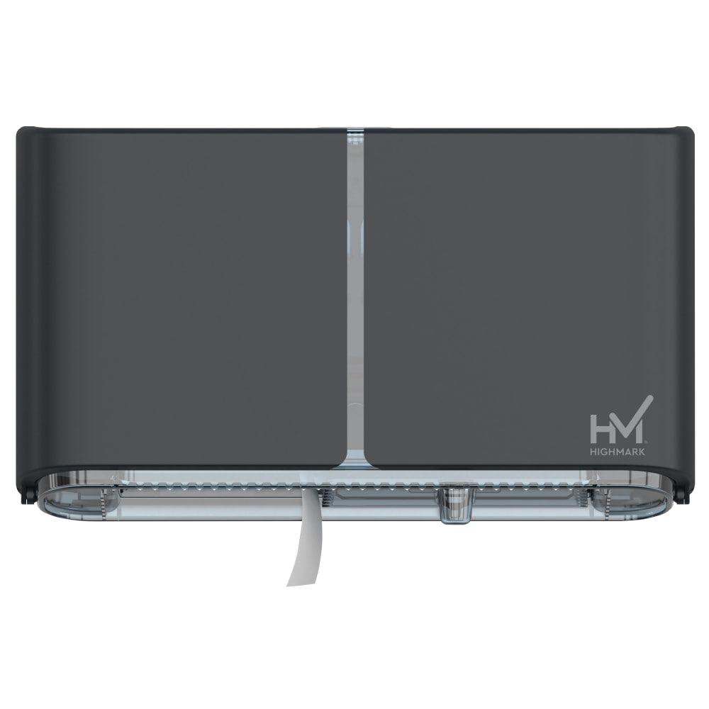 Highmark Jumbo Bathroom Tissue Dispenser, 2 Rolls, 12inH x 20-1/2inW x 5-5/8inD, Dark Gray