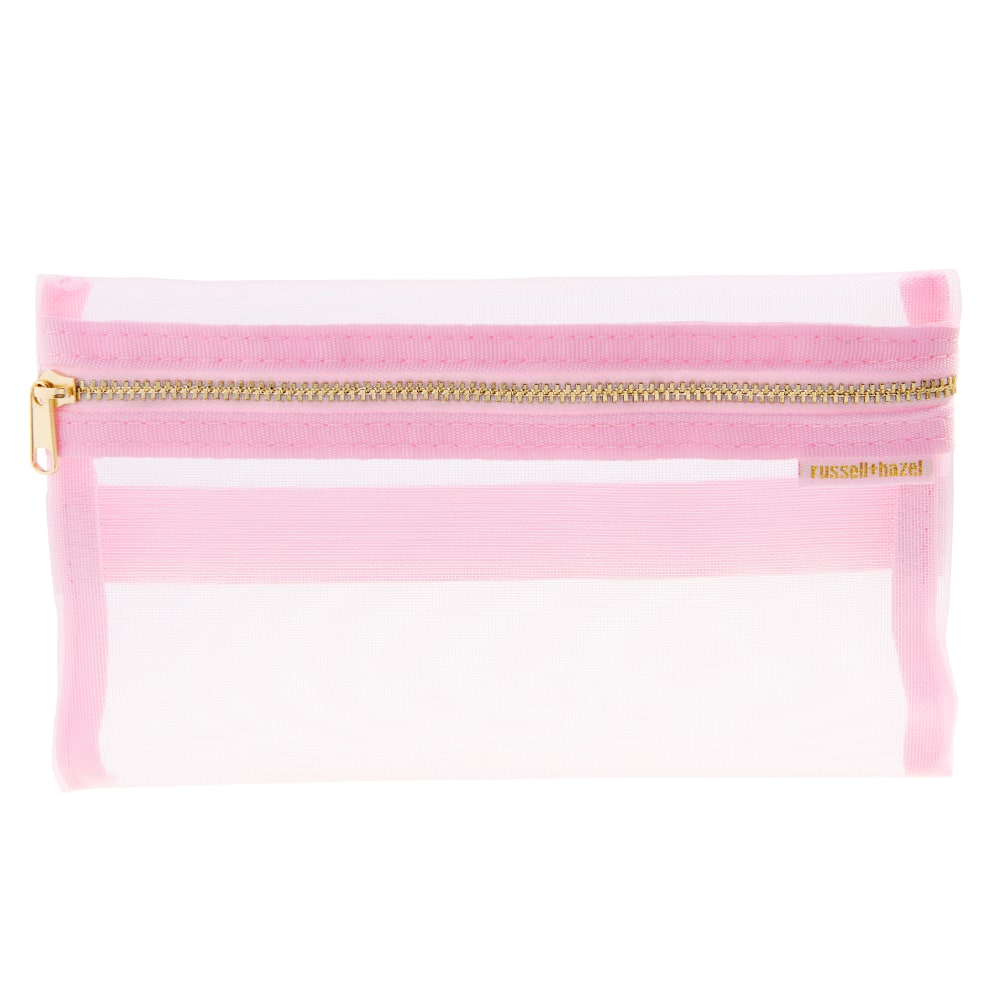 Russell & Hazel Mesh Pencil Case, 8-1/2in x 5in, Blush
