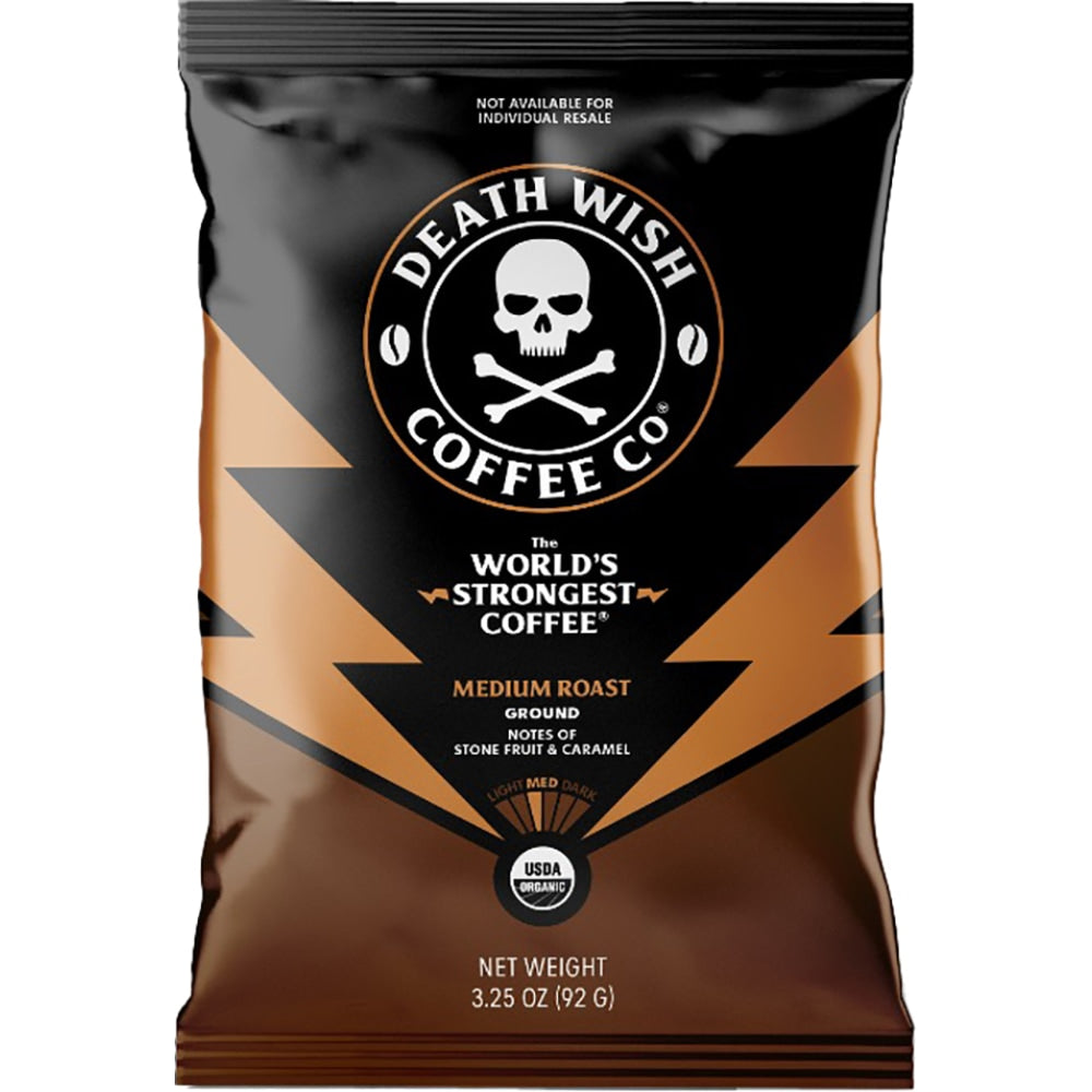 Death Wish Coffee Co Single Serve Frack Packs, Medium Roast, 3.25 Oz, Case Of 25 Frack Packs