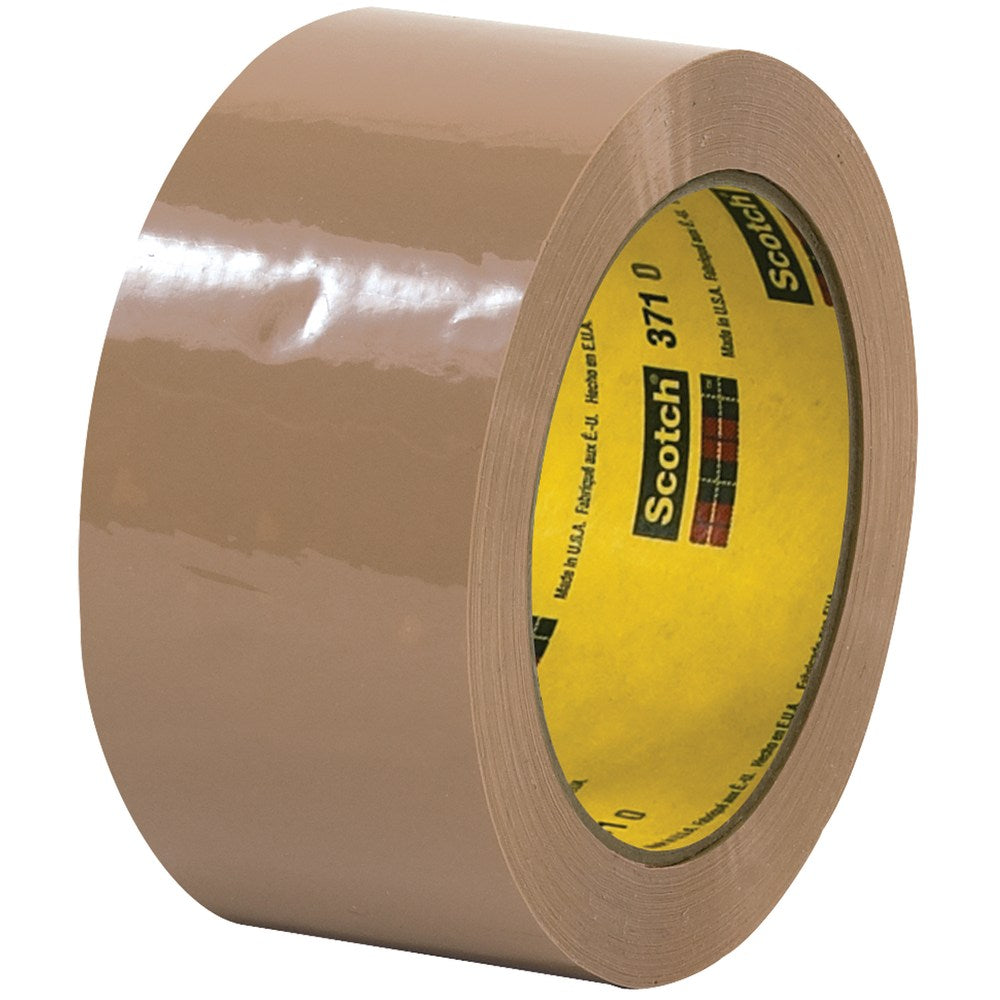 Scotch 371 Carton Sealing Tape, 3in Core, 2in x 110 Yd., Tan, Case Of 6