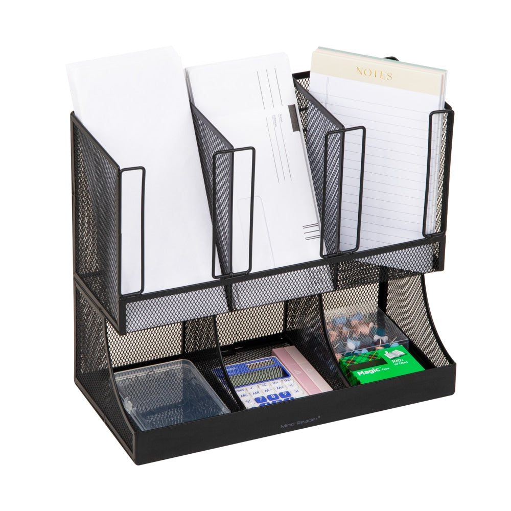 Mind Reader Multipurpose Countertop Organizer, Office Breakroom, Metal 11-1/4inH x 6-129/20inW x 13inD, Black