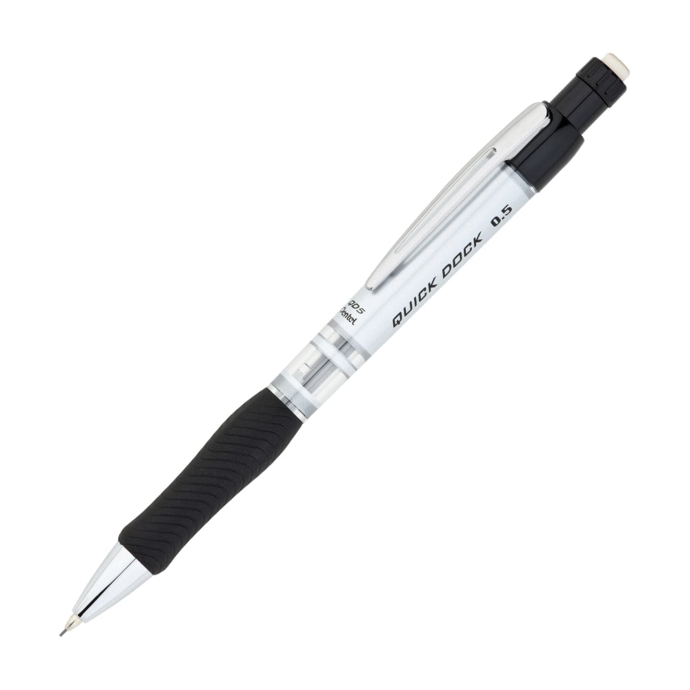Pentel Quick Dock Mechanical Pencil, 0.5 mm, Silver/Black Barrel