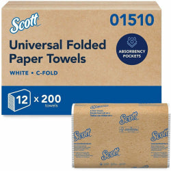 Scott Essential C Fold Paper Towels (01510) with Fast-Drying Absorbency Pockets, 12 Packs / Case, 200 C Fold Towels / Pack