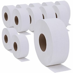 Genuine Joe 2-ply Jumbo Roll Dispenser Bath Tissue - 2 Ply - 3.30in Width x 650 ft Length - 3 19/64in Core - White - 12 / Carton