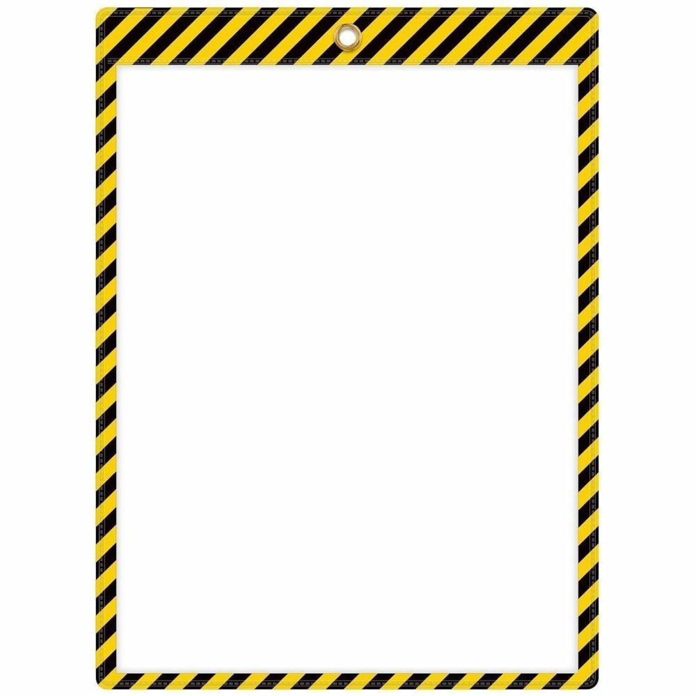 C-Line Safety Striped Shop Ticket Holders, 0.1inH x 9.8inW x 13.6inL, Vinyl, Yellow, Black, 25 / Box