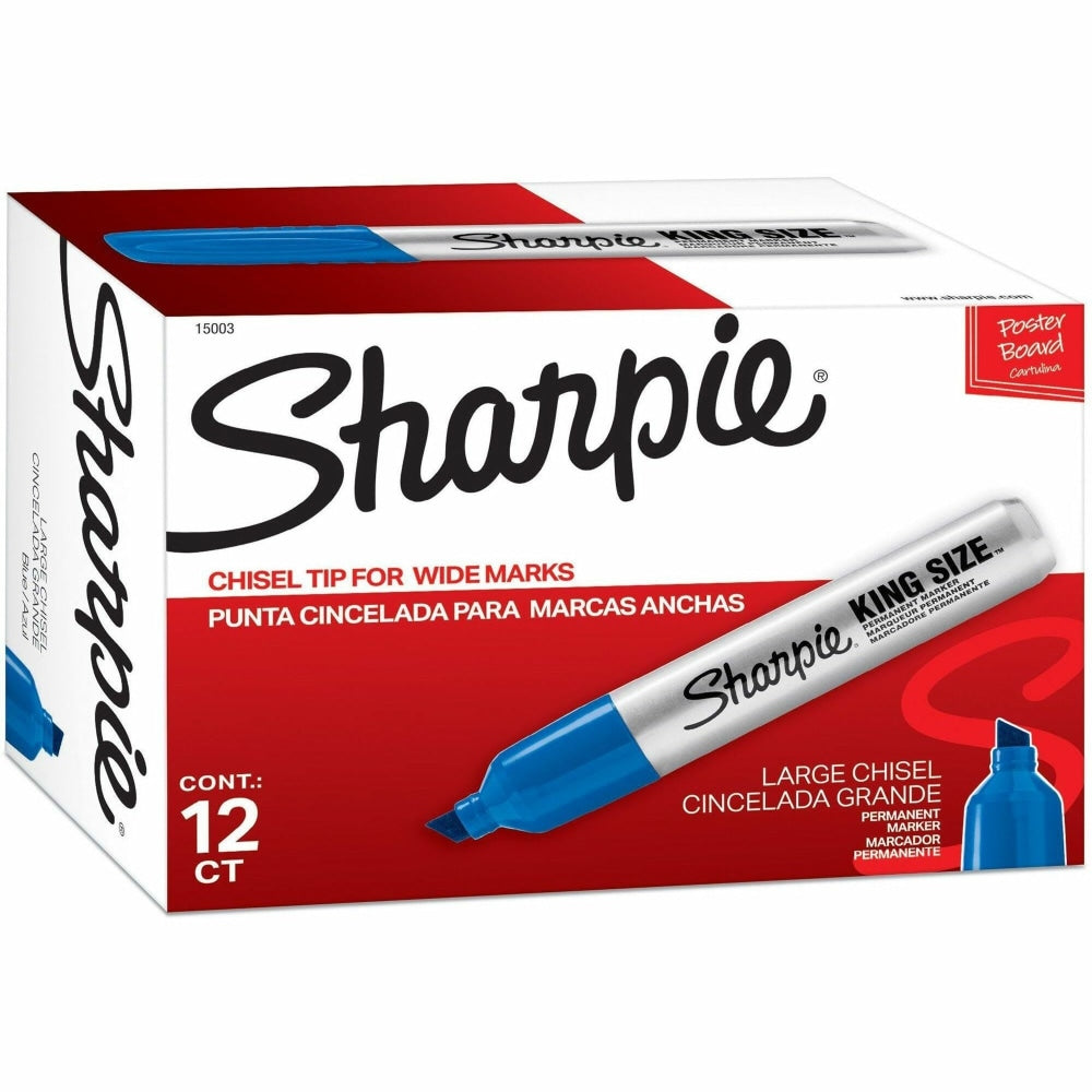Sharpie King-Size Permanent Markers, Blue, 12/Pack