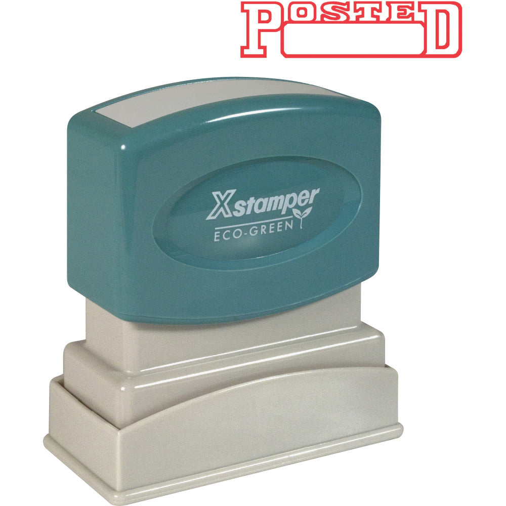 Xstamper One-Color Title Stamp, Pre-Inked, "Posted", Red, Box