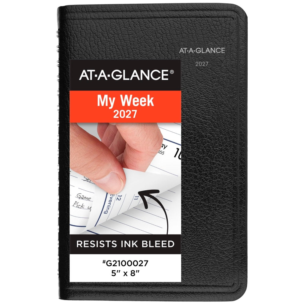 AT-A-GLANCE DayMinder 2027 Weekly Appointment Book Planner, Tabbed Telephone/Address Pages, Black, Small, 5in x 8in