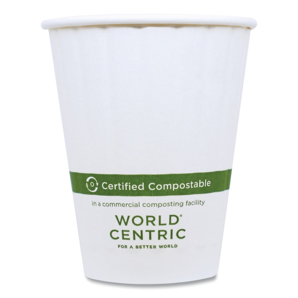 World Centric Double-Wall Paper Hot Cups, 12 Oz, White, Pack Of 1,000 Cups