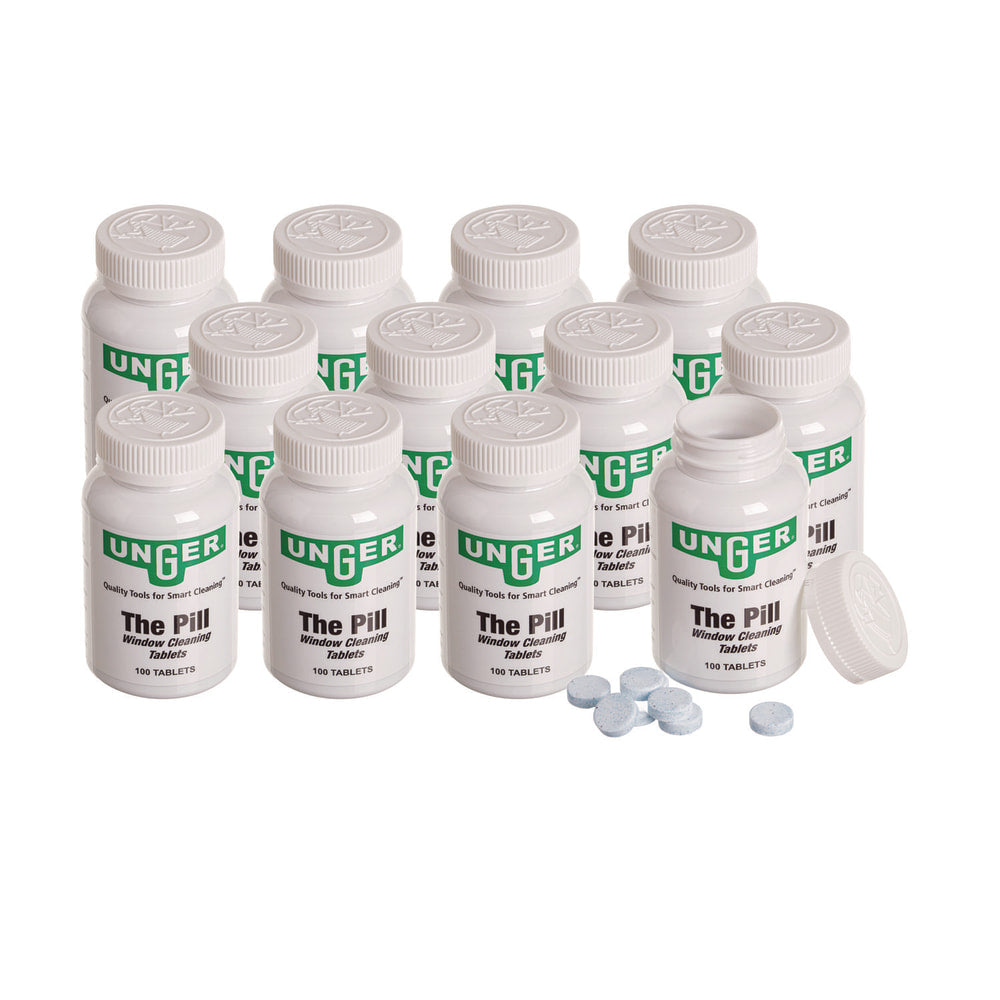Unger Pill Window Cleaning Tablets, 100/Bottle, 12/Carton