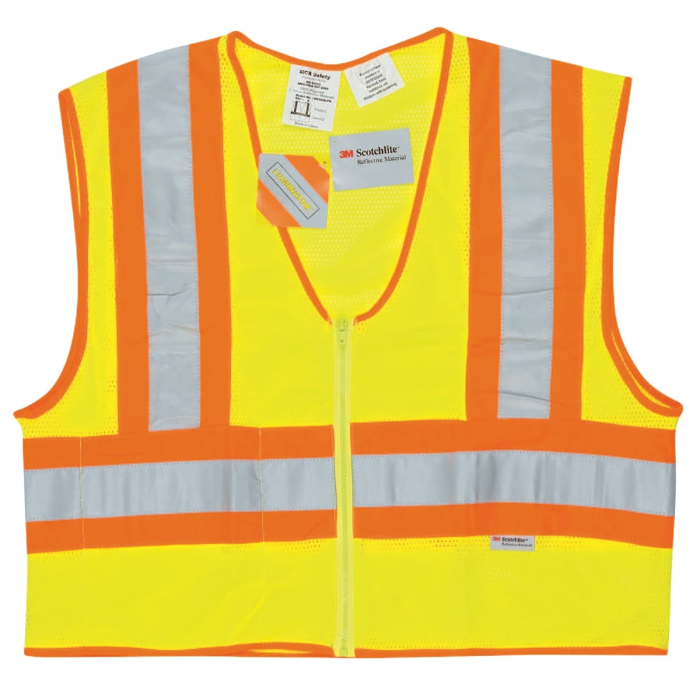 MCR Safety Luminator Class II Flame Resistant Vests, 2X Large, Fluorescent Lime