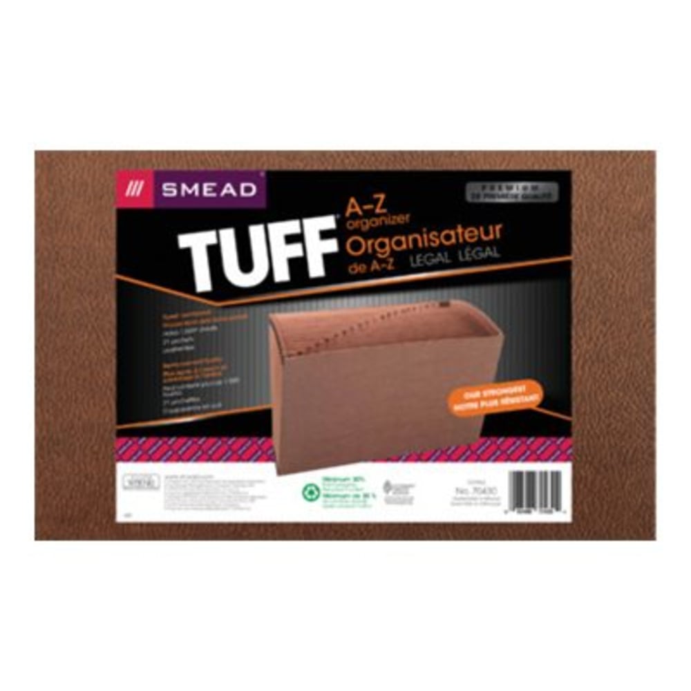 Smead TUFF Expanding File, 21 Pockets, A-Z, 15in x 10in, Legal Size, 30% Recycled, Brown