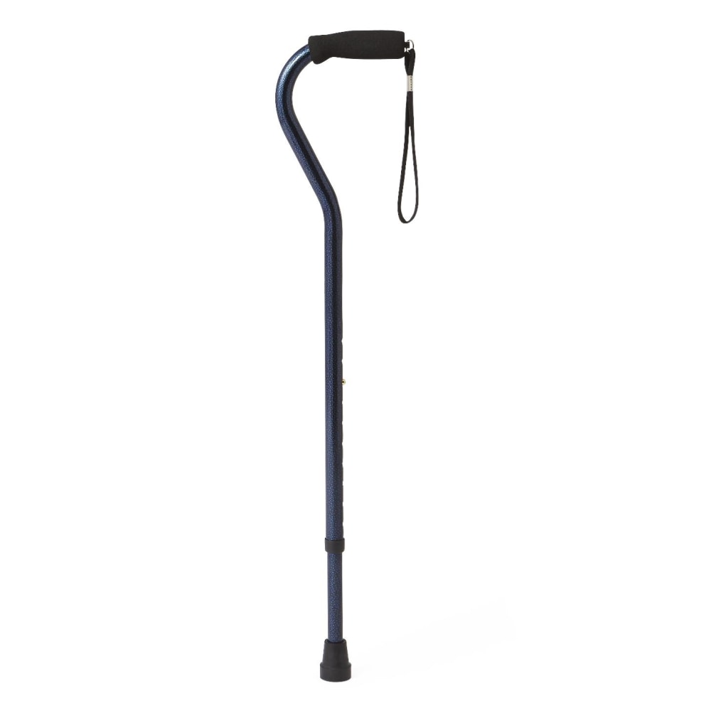 Medline Adjustable Aluminum Offset-Handle Cane, 29in - 38inH, Blue Ice