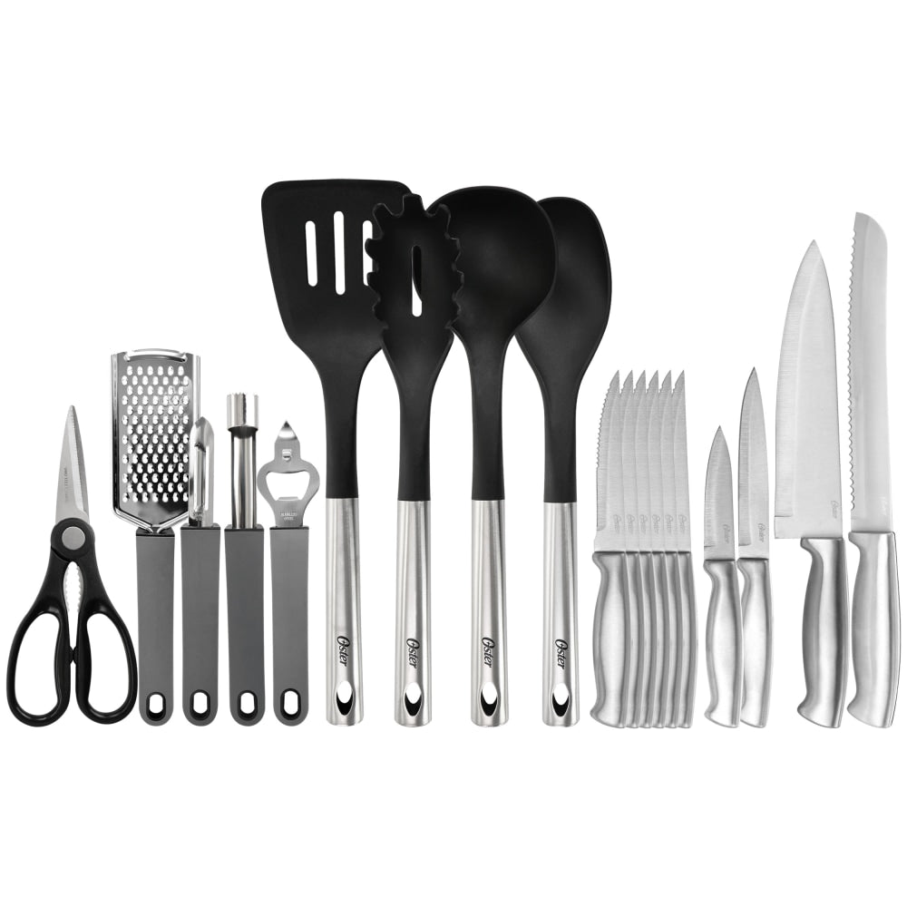 Oster 19-Piece Nylon And Stainless Steel Kitchen Tool And Utensil Set, Black