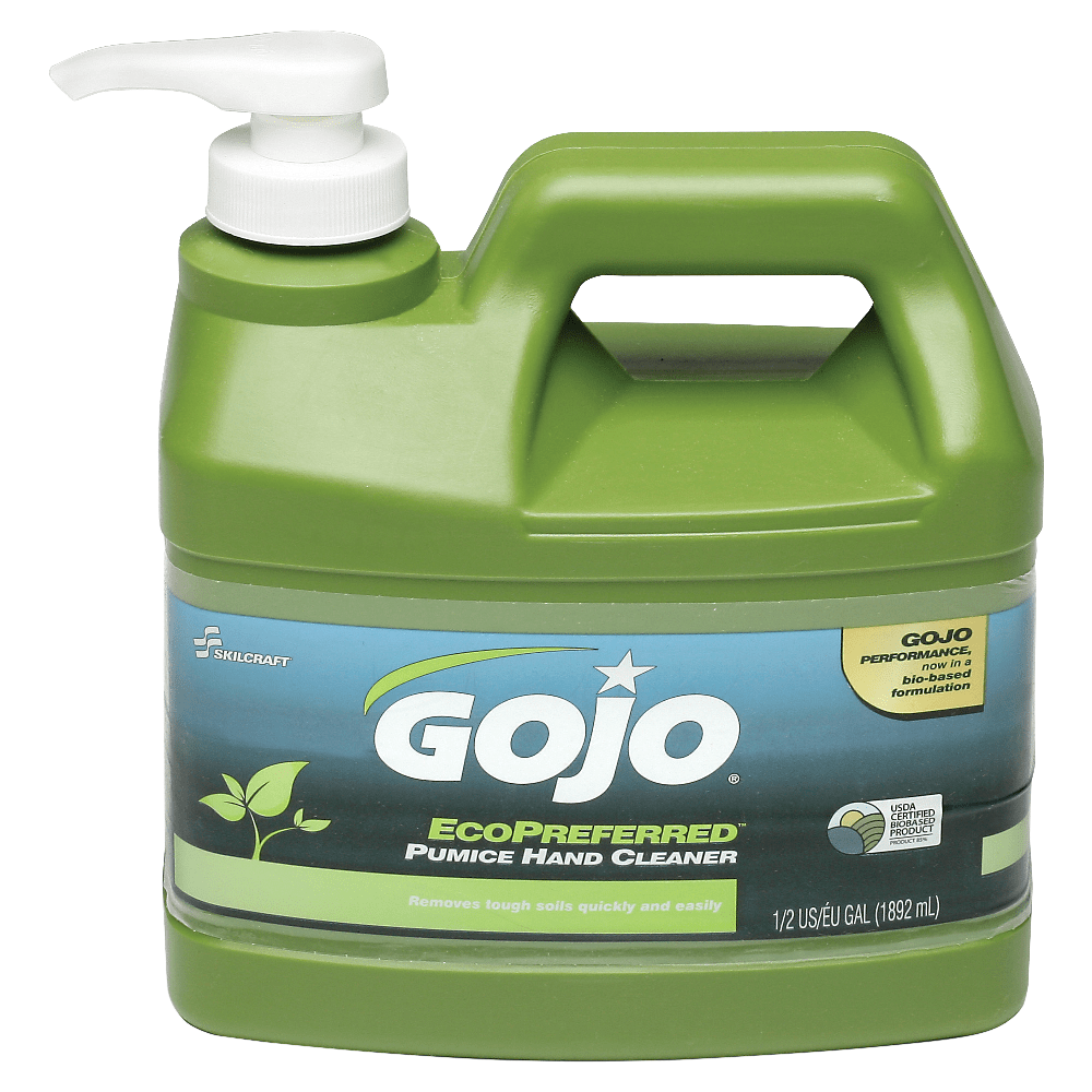 SKILCRAFT GOJO Eco-Preferred Pumice Lotion Hand Soap Cleaner, Lime Scent, 128 Oz, Carton Of 6 Bottles (AbilityOne 8520-01-647-1707)