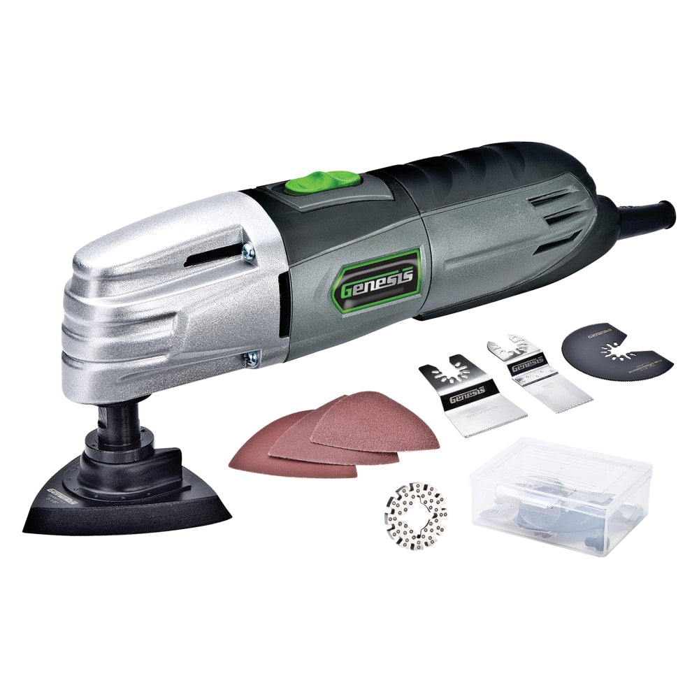 Genesis 1.5-Amp Multipurpose Oscillating Tool With 19-Piece Accessory Set, Gray