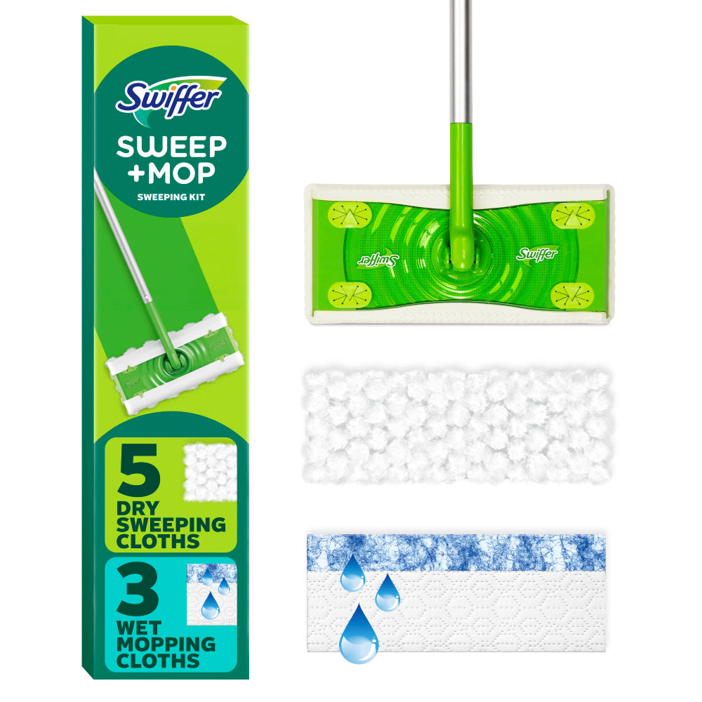 Swiffer Sweep And Mop 2-in-1 Dry + Wet Floor Mopping And Sweeping Kit, 23-1/16in x 5in