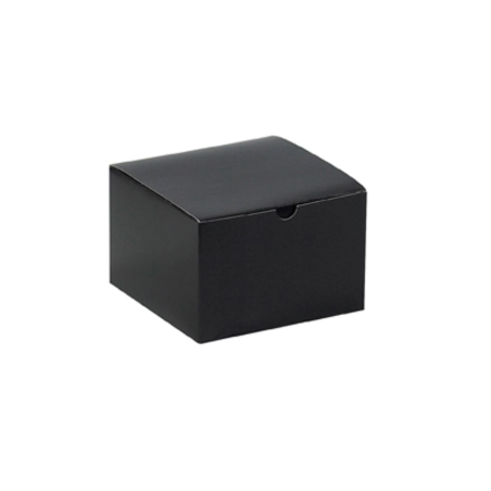Partners Brand Black Gloss Gift Boxes 6in x 6in x 4in, Case of 100