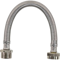 Certified Appliance Accessories Braided Stainless Steel Water-Inlet Hose, Female to Male - 12in - Silver, Stainless Steel - WI12SSFM