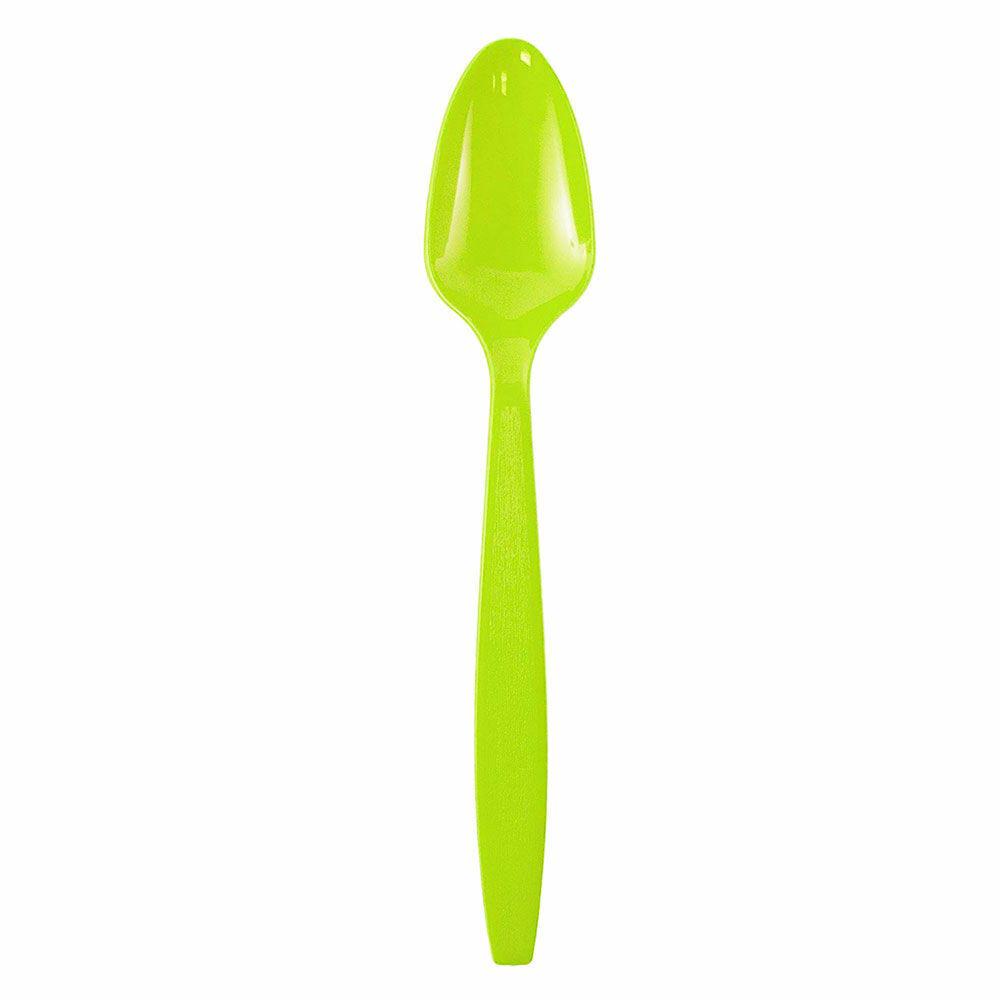 JAM PAPER Big Party Pack of Premium Plastic Spoons, Lime Green, 100 Disposable Spoons/Box