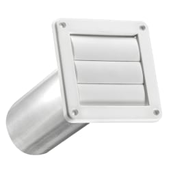 Lambro 4in Plastic Louvered Vent For 4in Exhaust Applications, White, LAO267W