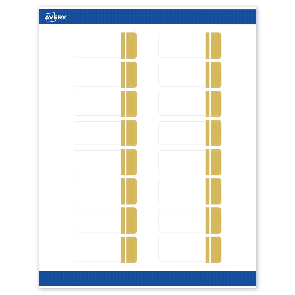 Avery Print-To-The-Edge Labels & Sure Feed, S00-D1Z-PRWMP10, 1in x 2-5/8in, Matte White, Preprinted Double Dipped Gold Edge Design, Pack Of 160