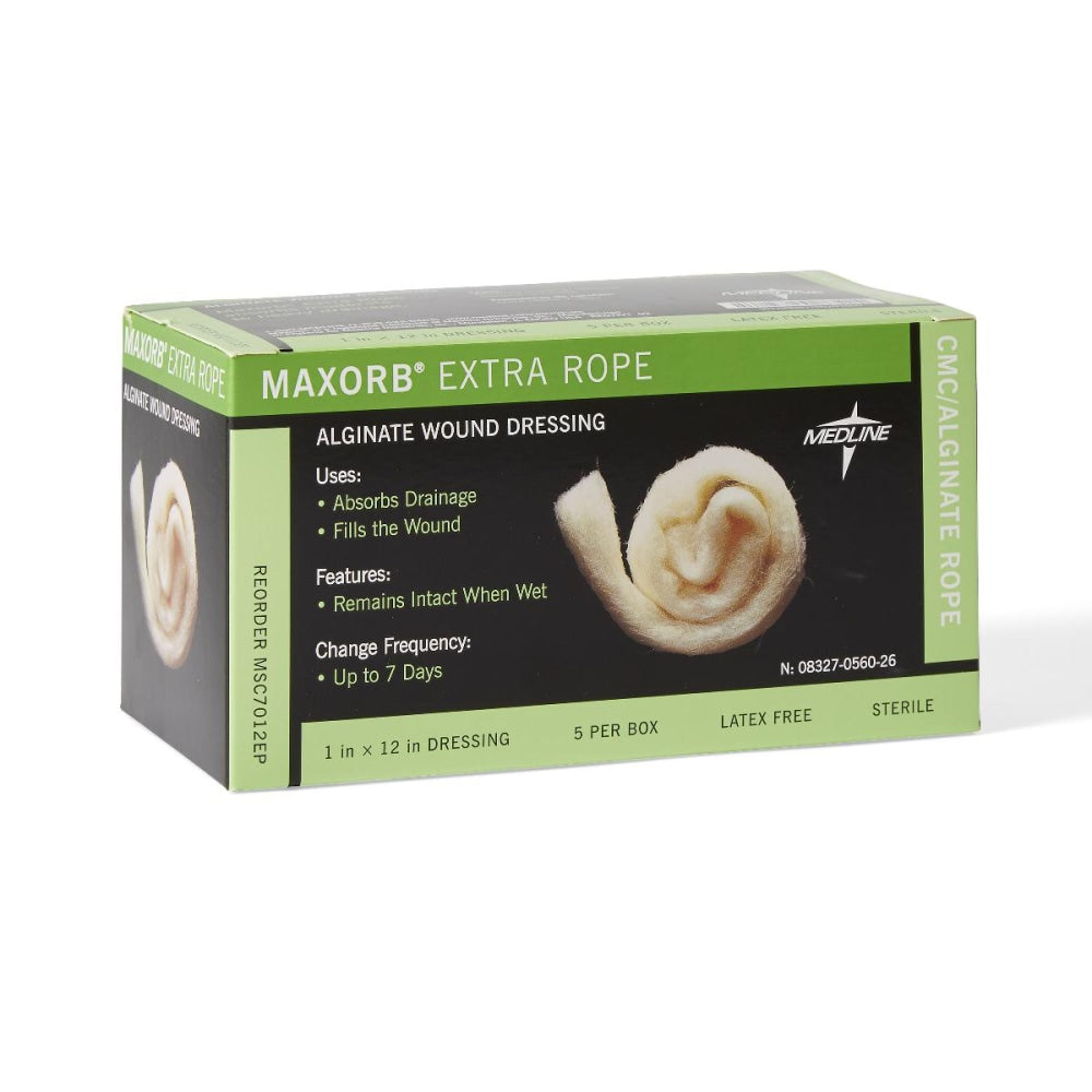 Medline Maxorb Extra CMC/Alginate Dressings, 1in x 12in, Tan, Pack Of 5