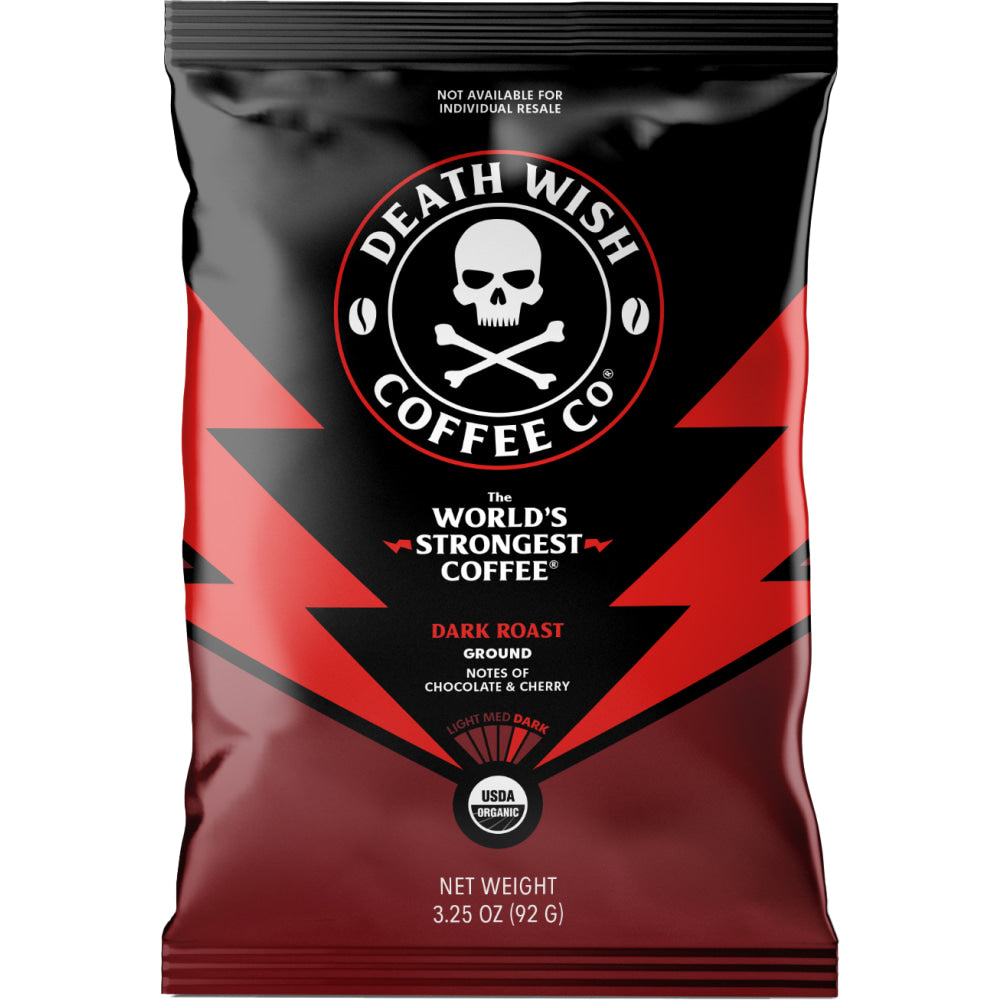 Death Wish Coffee Co Single Serve Frack Packs, Dark Roast, 3.25 Oz, Case Of 25 Frack Packs