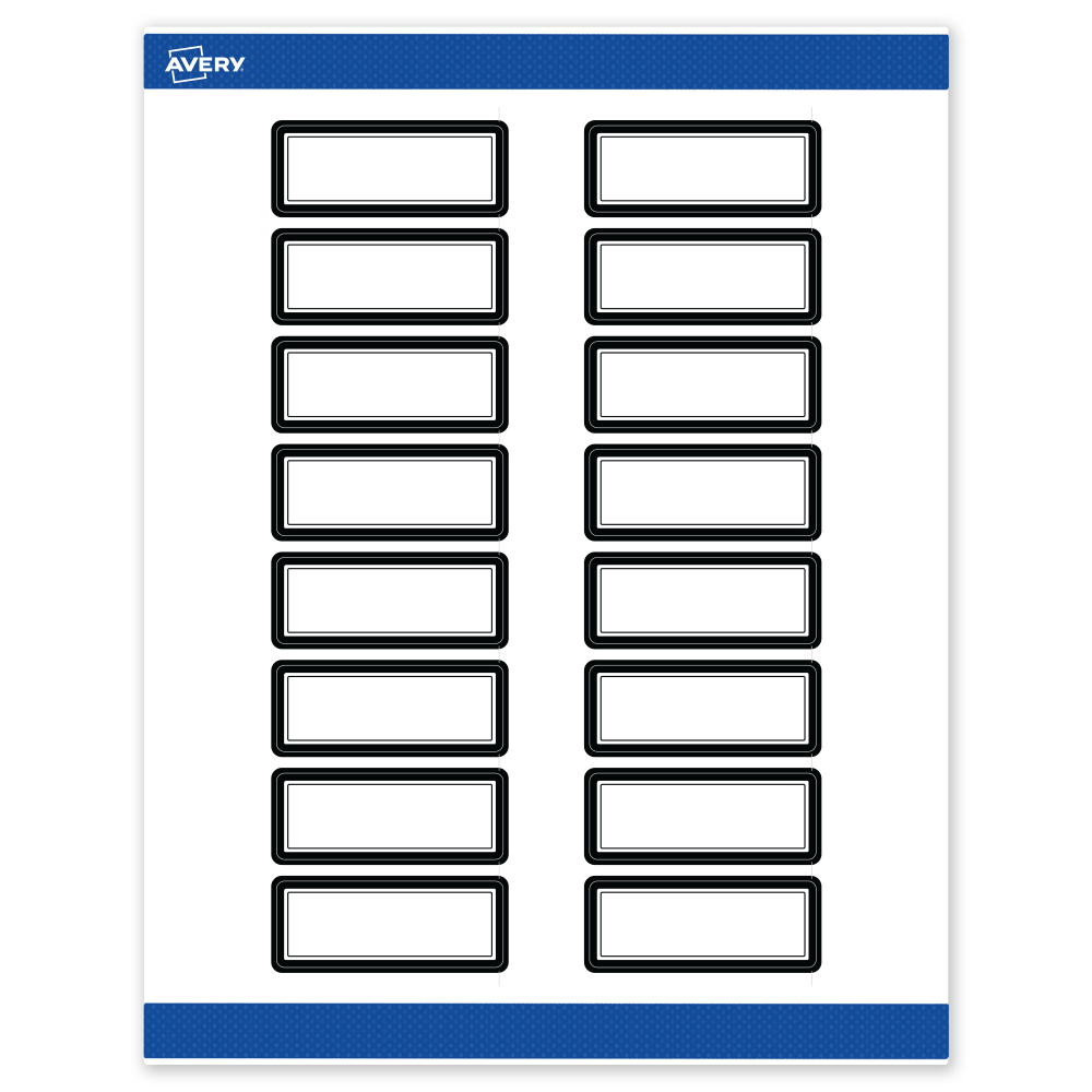 Avery Print-To-The-Edge Labels & Sure Feed, S00-D29-PRWMP10, 1in x 2-5/8in, Matte White, Preprinted Double Black Border Design, Pack Of 160