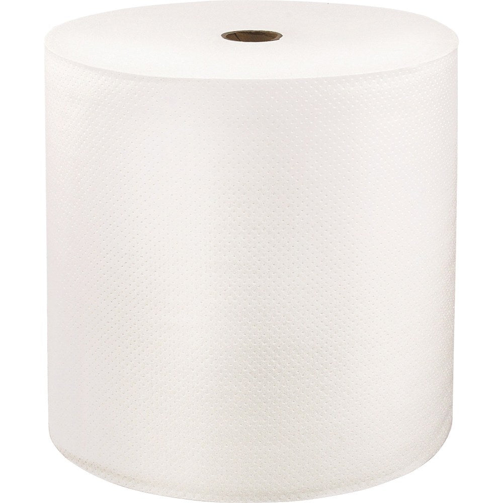 LoCor Hardwound Roll Towels - 1 Ply - 8inx1000 ft - Bright White - Fiber - Eco-friendly, Soft, Absorbent, Strong - 6/Pack - 46901