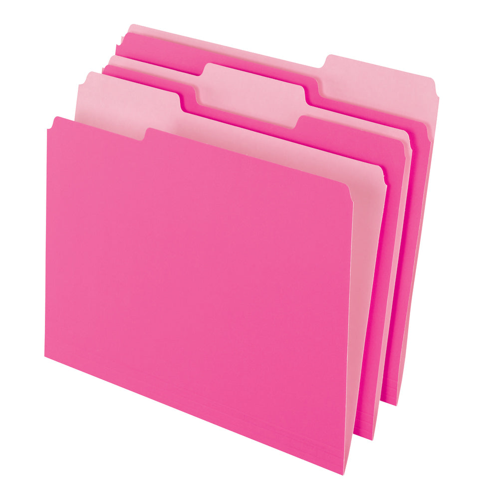 Office Depot Brand 2-Tone File Folders, 1/3 Tab, Letter Size, Pink, Pack Of 100