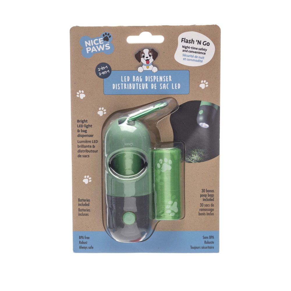 Nice Paws Flash ‘N Go Waste Bag Dispenser, Green