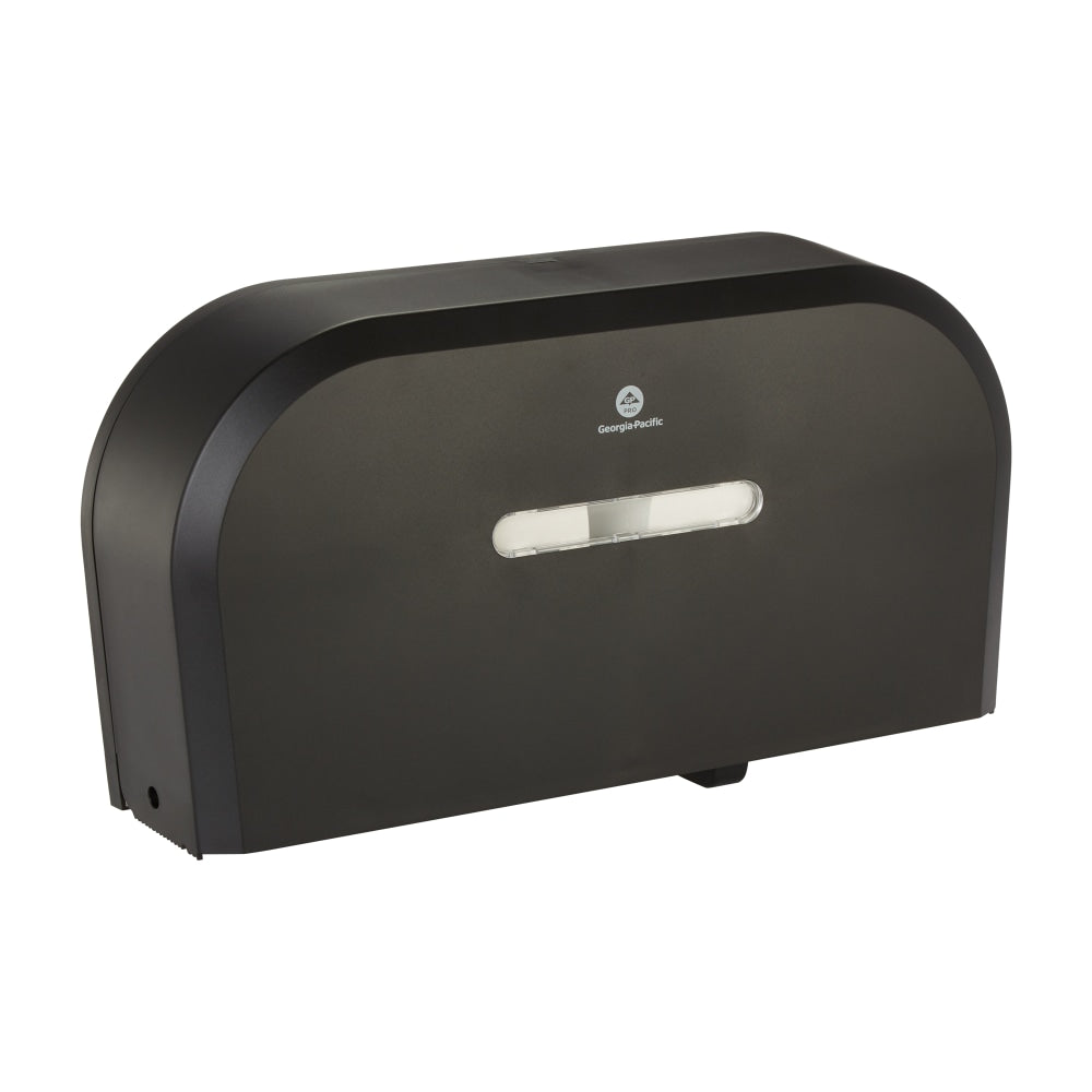 Georgia-Pacific2-Roll Side-By-Side Jumbo Jr. High-Capacity Toilet Paper Dispenser, 22.1in x 4.8in x 12.1in, Black, 1 Dispenser