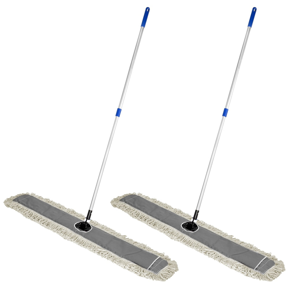 Alpine Cotton Floor Dust/Dry Mop Sets, 48in, Multicolor, Pack Of 2 Mop Sets